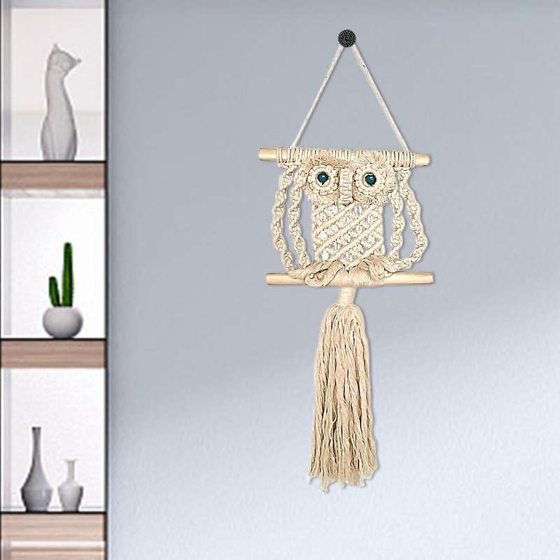 Owl Primary Color Cotton Rope Wall Hanging Decoration Home Bedroom