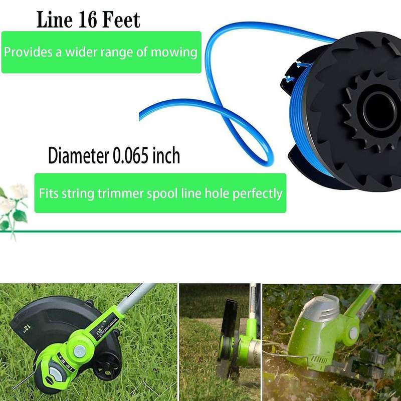 String Trimmer Spool Line for Greenworks 24v 40v 80v (8 Spool, 2 Cap)