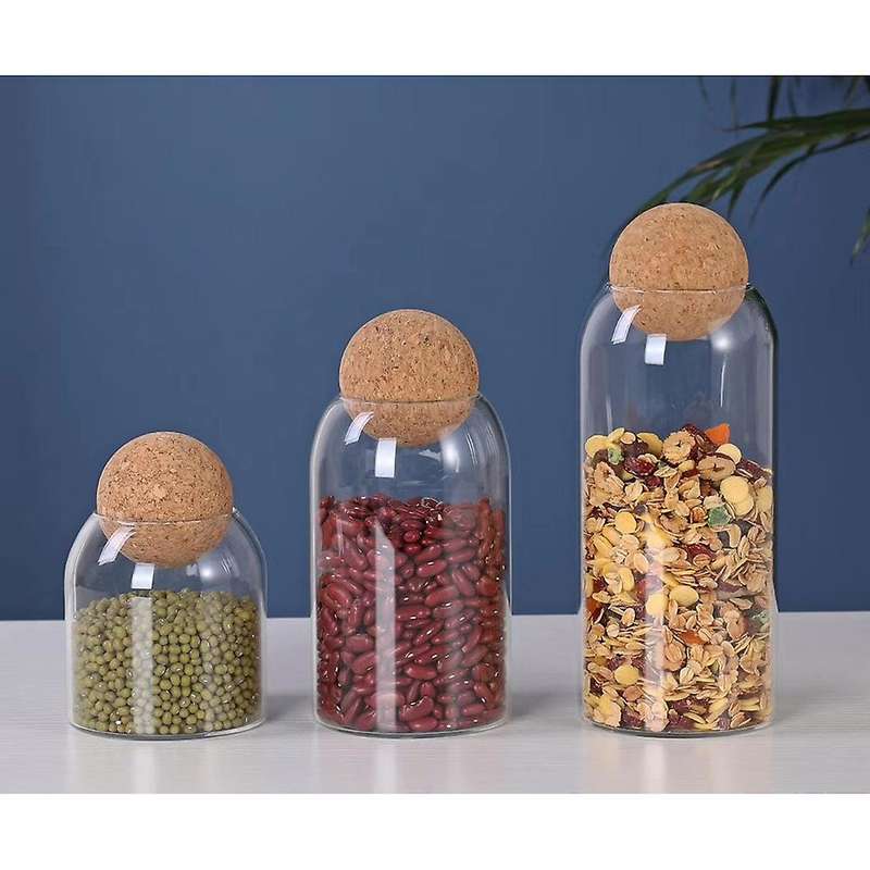500ml Ball Cork Lead-free Glass Jar with Lid Bottle Storage Tank