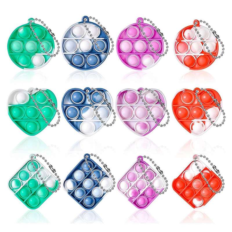 12 Pcs Silicone Keychain Toy Fidget Toy Office Desk Toy for Kids