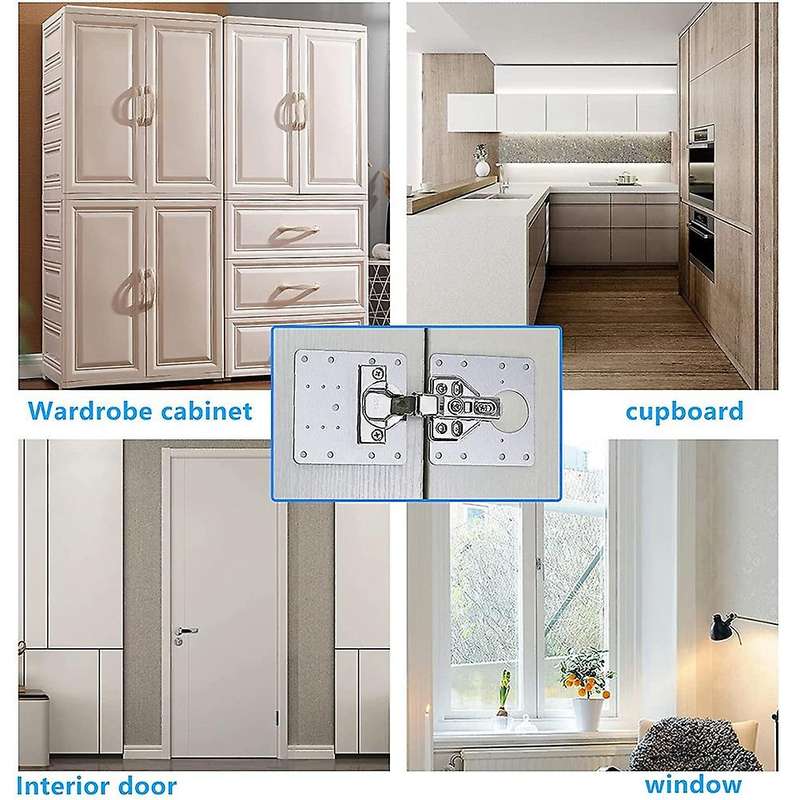 10pcs Cabinet Hinge Repair Plate Kit with Holes Flat Fixing Brackets