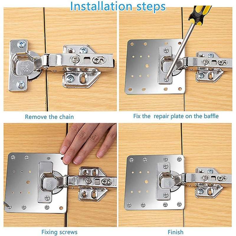 10pcs Cabinet Hinge Repair Plate Kit with Holes Flat Fixing Brackets
