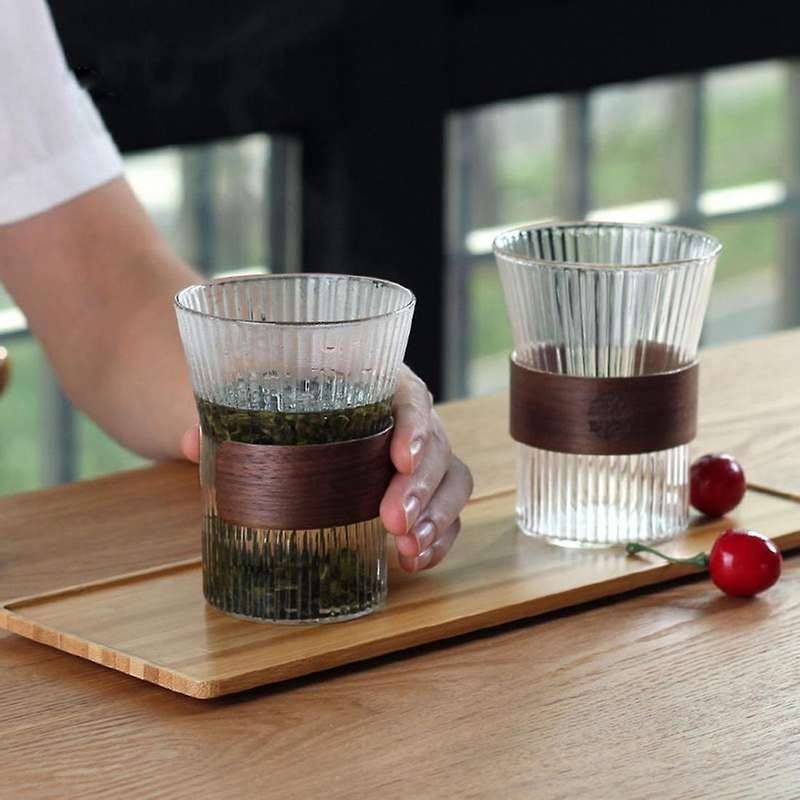 Glass Coffee Mug Walnut Cup Holder Coffeeware Tea Mugs Beer Mug
