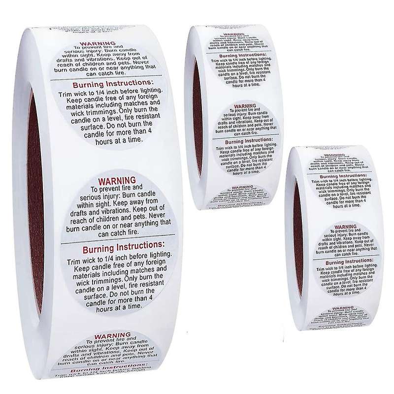 1500 Candle Warning Labels, 3.81cm Jar Stickers, for Candle Making