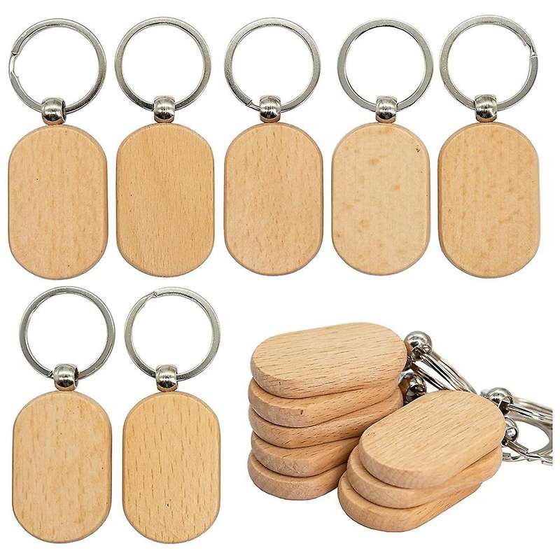 Blank Wooden Key Tag Diy Keychains Key Wood Engraving Blanks 20 Pack