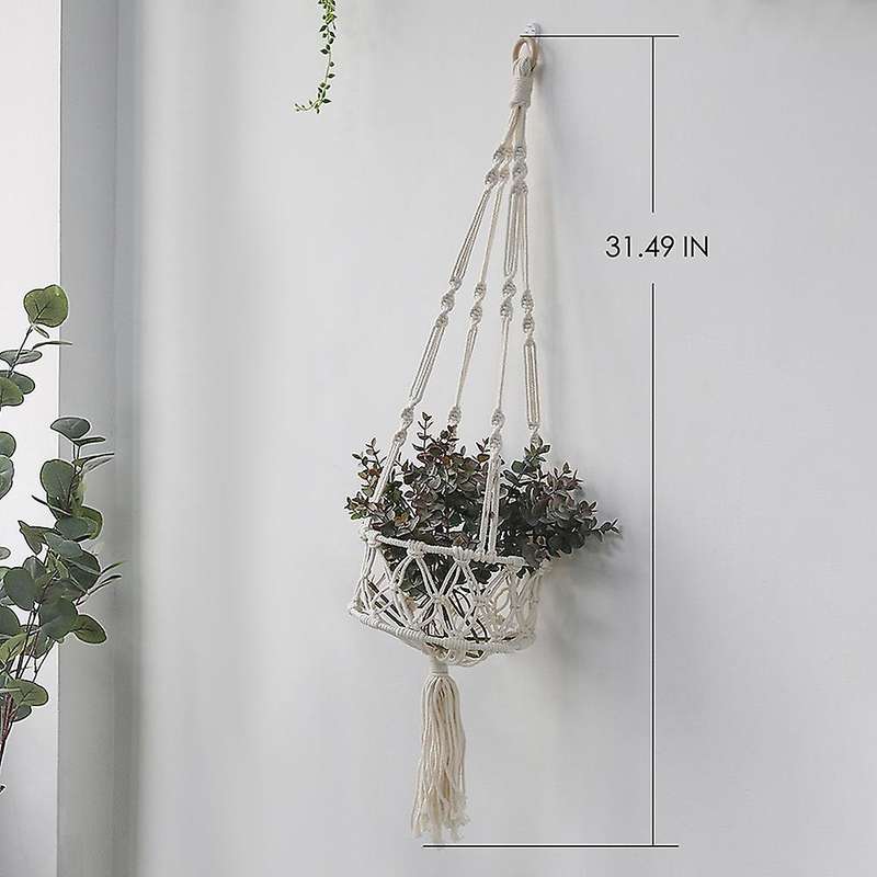Handmade Woven Flower Pot Net Bag/cotton Rope Hanging Plant Sling Bag