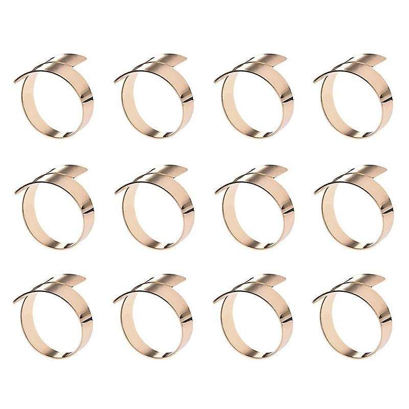 12 Pcs Hotel Restaurants Creative Metal Napkin Ring Gold