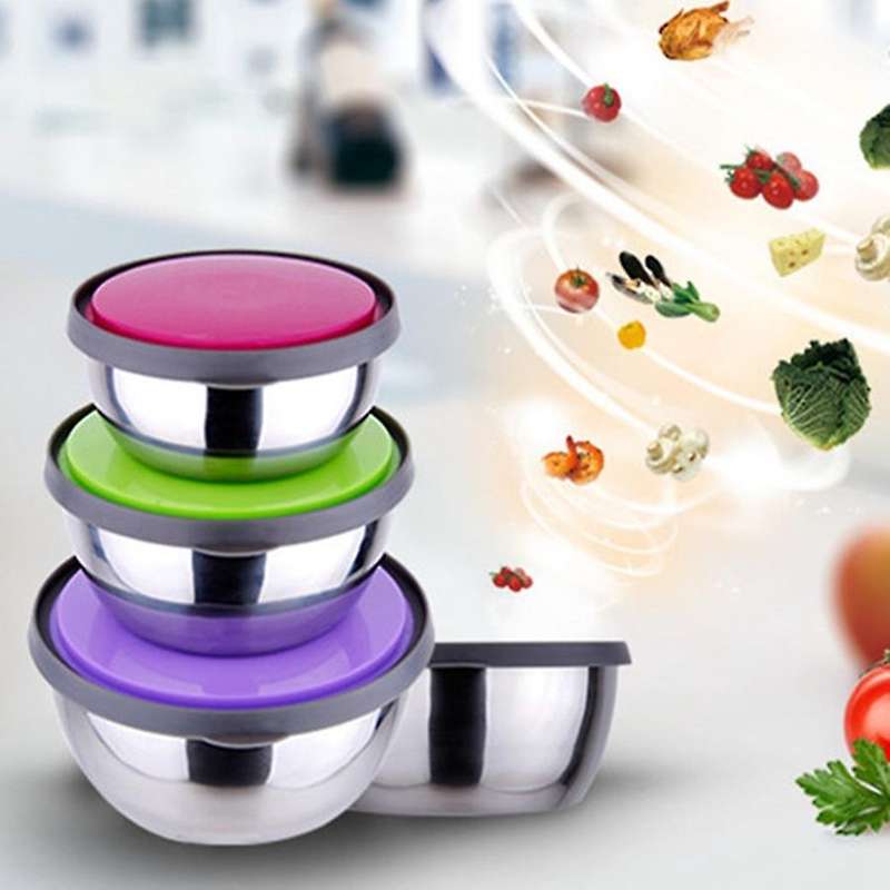 Lunch Box 3pcs Stainless Steel Seal Bowl with Lid Food Storage Box