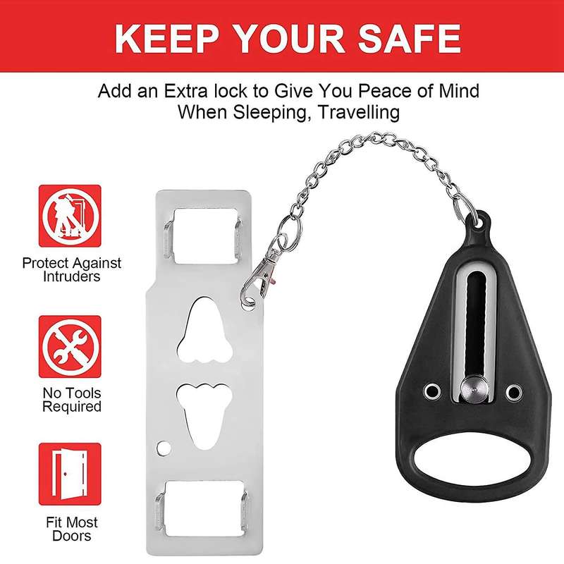 2 Pack Portable Door Lock Solid for Safety In Hotel Apartment B