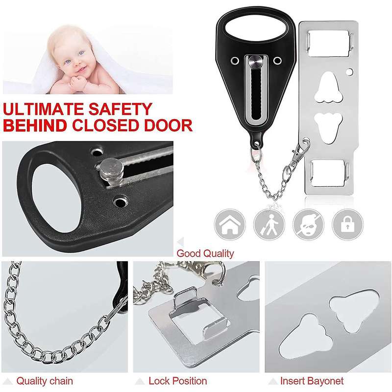 2 Pack Portable Door Lock Solid for Safety In Hotel Apartment B