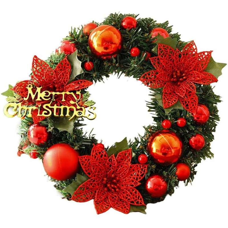 Christmas Wreath 30cm Garland Christmas Ornament Elegant Red