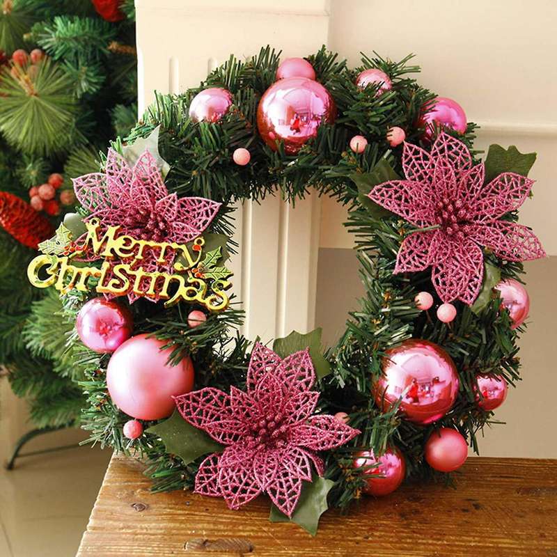 Christmas Wreath 30cm Garland Christmas Ornament Elegant Red