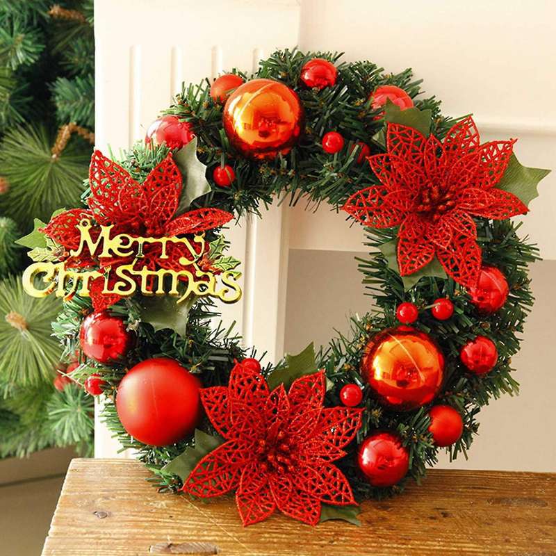 Christmas Wreath 30cm Garland Christmas Ornament Elegant Red