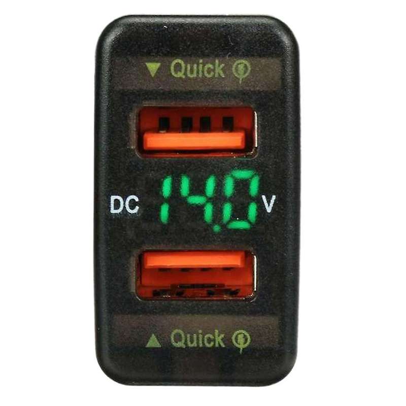 36w Car Charger Qc3.0 Adapter for Toyota Hiace Prado 22x44mm Green