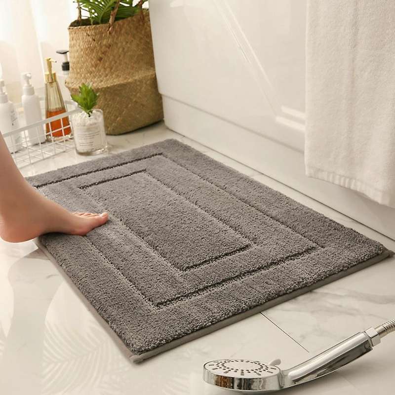 1pcs Bathroom Mats Luxury Soft Absorbent Plush Gray Bathroom Rugs