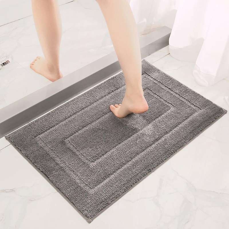 1pcs Bathroom Mats Luxury Soft Absorbent Plush Gray Bathroom Rugs