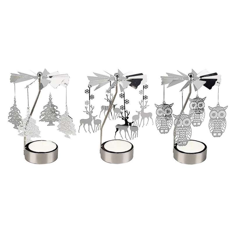 3pcs Metal Tealight Candlestick for Rotating Candlestick Home Decor