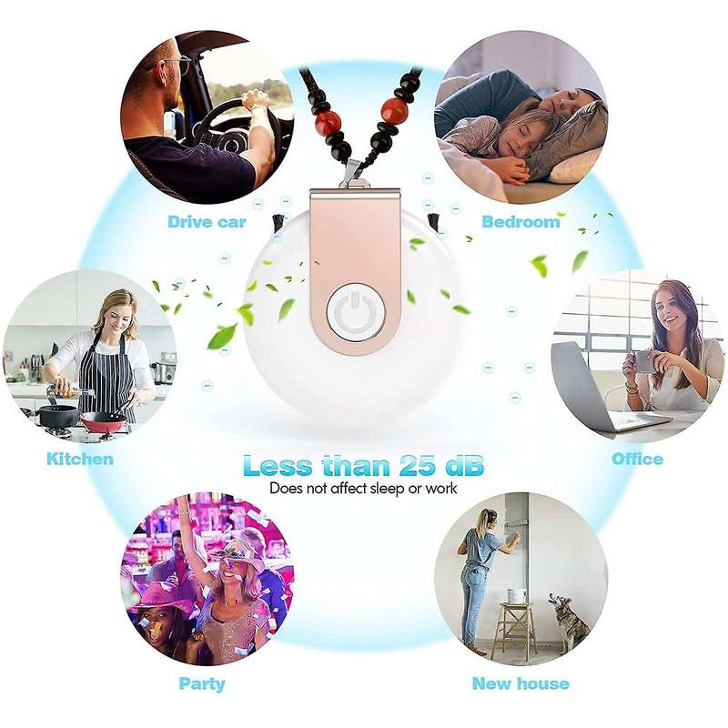 Mini Air Purifier Necklace for All Ages, Adults and Kids White+silver