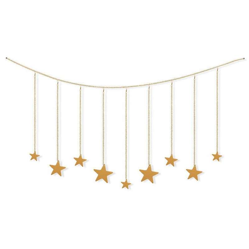 Hanging Photo Display Wooden Stars Garland with 25 Wood Clips Wall