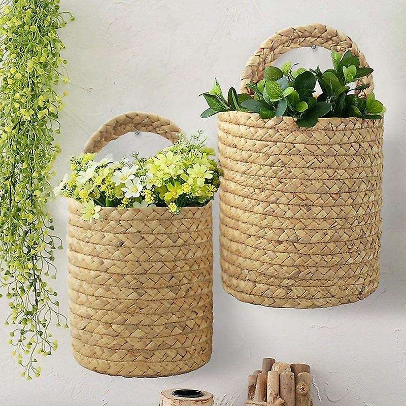 Wall Hanging Rattan Basket Planter Indoor Outdoor Flowerpot Basket L