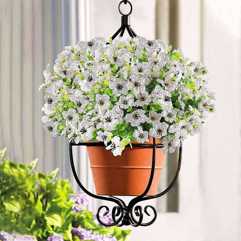 6 Bundles Artificial Flowers Uv Resistant Fake Plants White