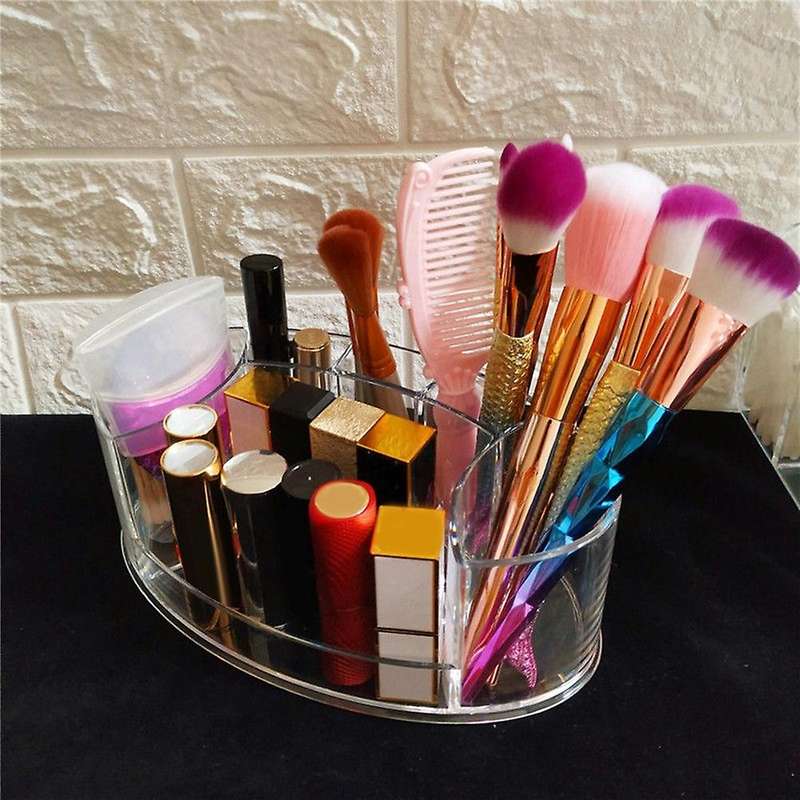 Oval Cosmetic Storage Box Desktop Plastic Storage Box Household