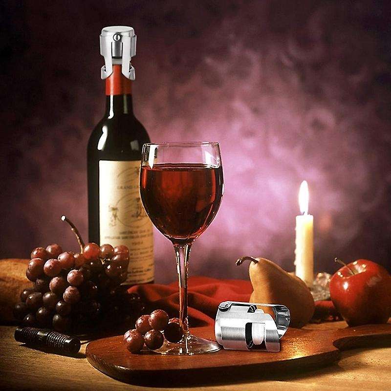 5 Pieces Stainless Steel Plastic Wine Corks for Wine Collection