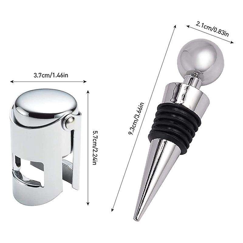 5 Pieces Stainless Steel Plastic Wine Corks for Wine Collection