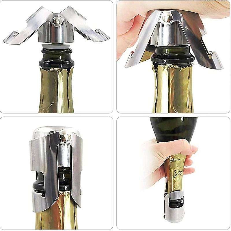 5 Pieces Stainless Steel Plastic Wine Corks for Wine Collection