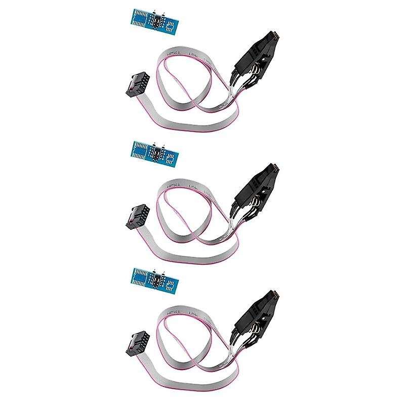 3x Soic8 Sop8 Flash Chip Ic Test Clips Socket Programmer Bios/24/25