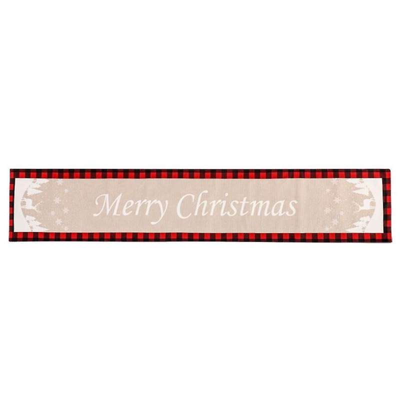 Red Black Buffalo Plaid Christmas Table Runner Decoration for Home