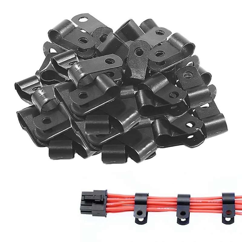 1000 Pcs 1/4 Inch Black Nylon R-type Cable Clips for Mounting