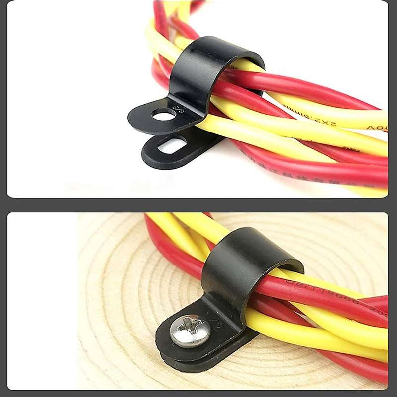 1000 Pcs 1/4 Inch Black Nylon R-type Cable Clips for Mounting