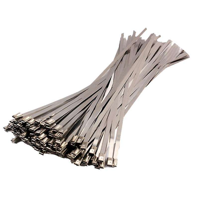 100pcs 4.6x300mm Stainless Steel Exhaust Metal Self-locking Cable Tie