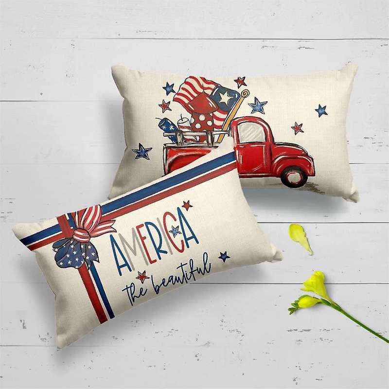 Farmhouse Throw Pillows America Independence Day Decorations for Home