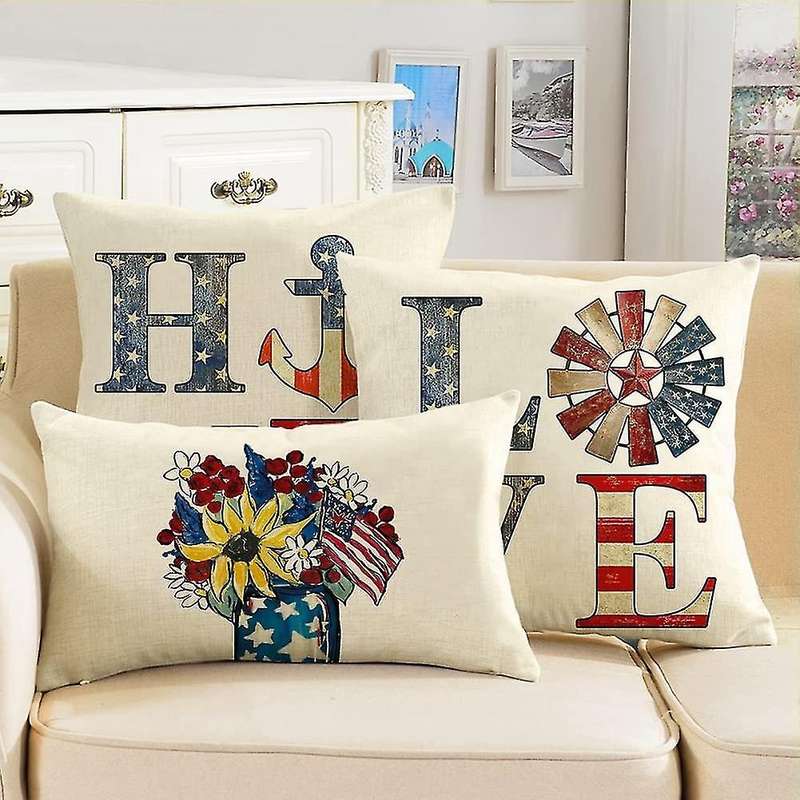 Farmhouse Throw Pillows America Independence Day Decorations for Home