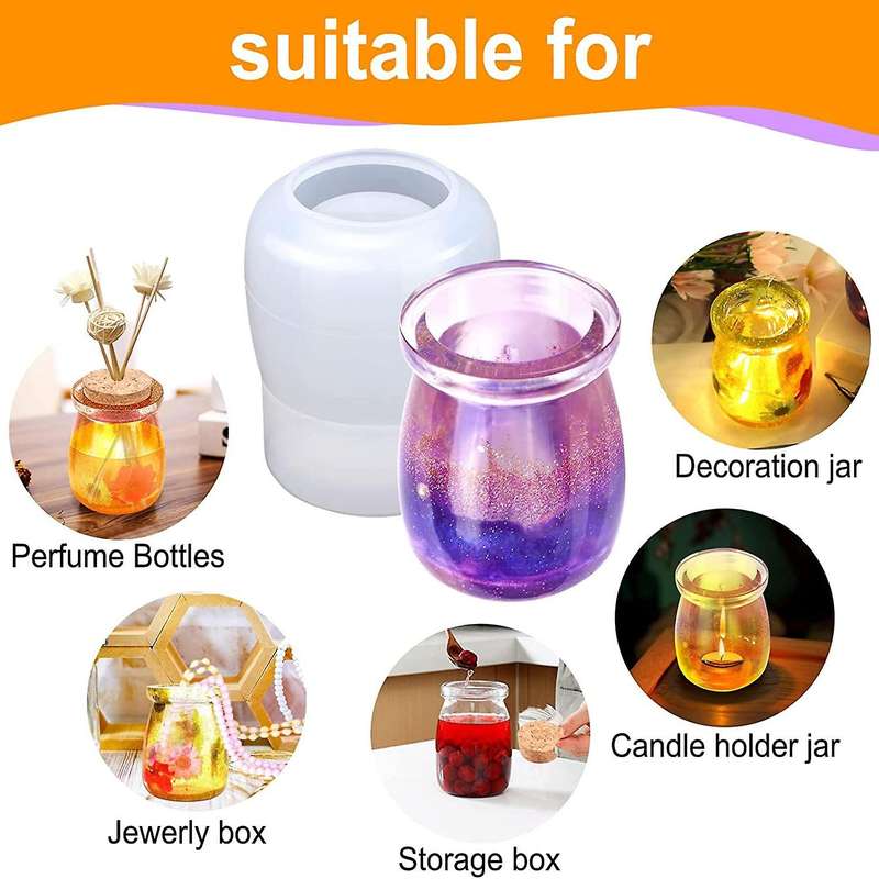 Resin Silicone Jar Mold with Cork Lids,for Diy Epoxy Casting Craft