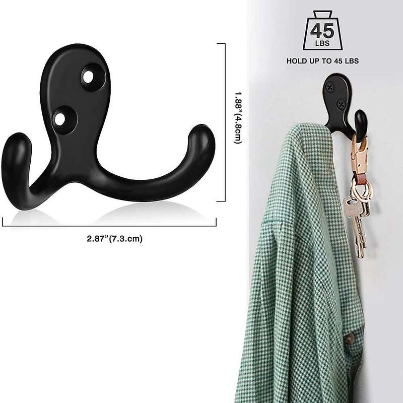 Coat Hooks Wall Mounted, Dual Prong Wall Hook, Matte Finish Hook