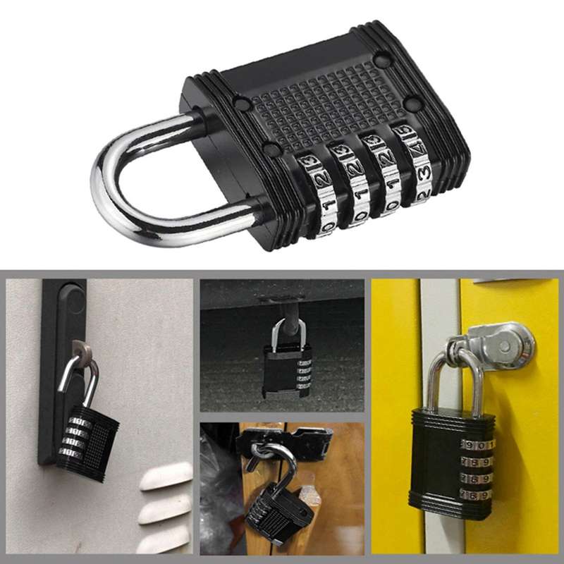 2x Outdoor Padlock, 4 Digit Code Padlock for Lockers,resettable,black