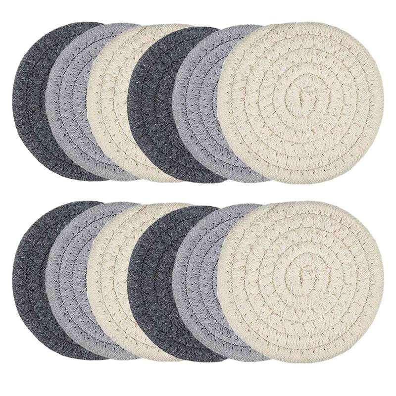 12 Pcs Coasters for Drinks, Handmade Braided Drink Coasters,coasters