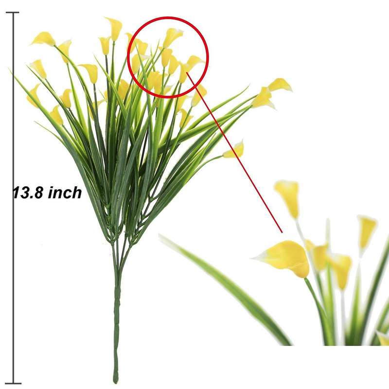 8 Pcs Artificial Flowers Outdoor Yellow Plants Plastic Greenery Decor