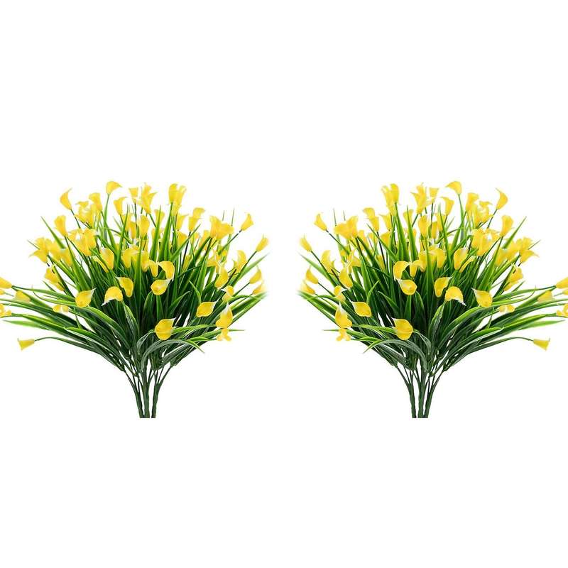 8 Pcs Artificial Flowers Outdoor Yellow Plants Plastic Greenery Decor