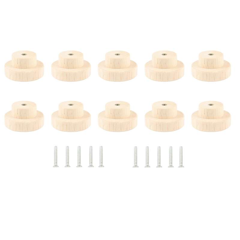 10pcs Wood Round Pull Knobs for Cabinet Drawer Handle Furniture M