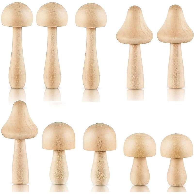 10 Pieces Big Sizes Unfinished Wooden Mushroom Unpainted Wooden