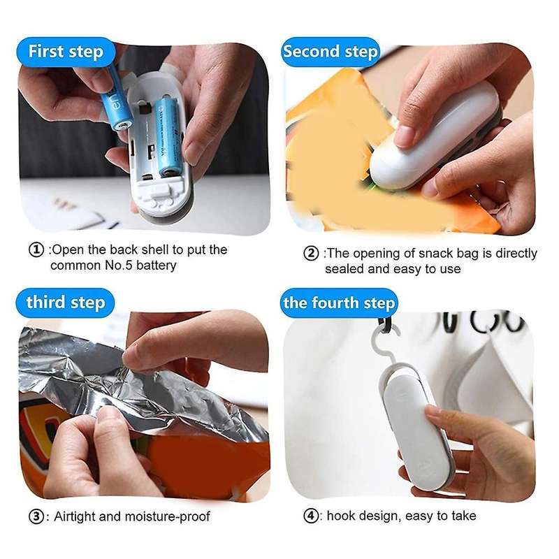 4pcs Mini Bag Sealer, Heat Seal Portable Heat Vacuum Sealers,b