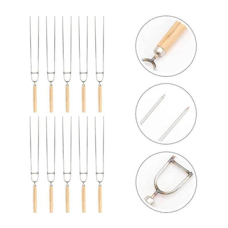 10pcs Stainless Steel U- Shaped Barbecue Forks Fork Roasting Sticks
