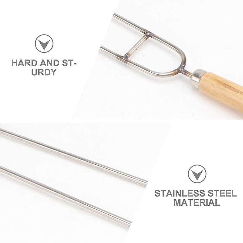 10pcs Stainless Steel U- Shaped Barbecue Forks Fork Roasting Sticks