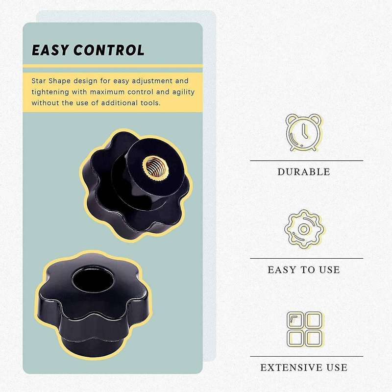 15pcs Star Shape Hand Knobs Grip Kit for Mechanical Equipment (m8)
