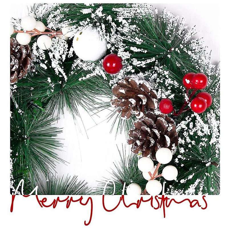 Christmas Decoration Wreath for Front Door, Wall Hanging Snowball Red