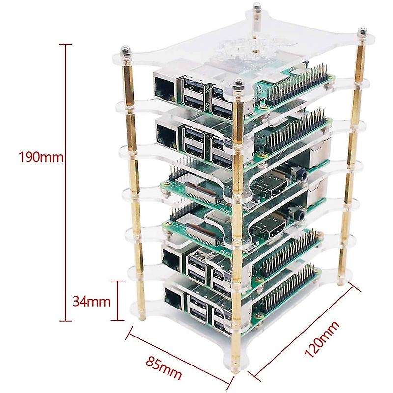 6-layers Acrylic Bone Plate Stack for Raspberry Pi 4b/3b+/3b/2b/b+